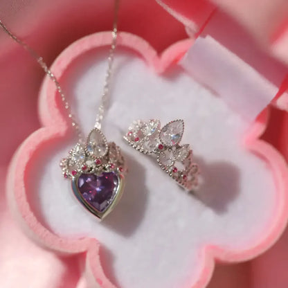 Rapunzel Crown Heart Necklace