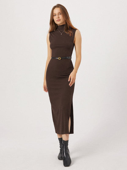 Opening Night Slit Mockneck Long Dress