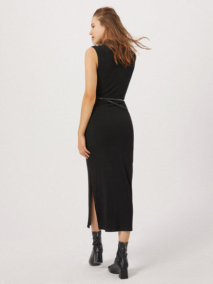 Opening Night Slit Mockneck Long Dress