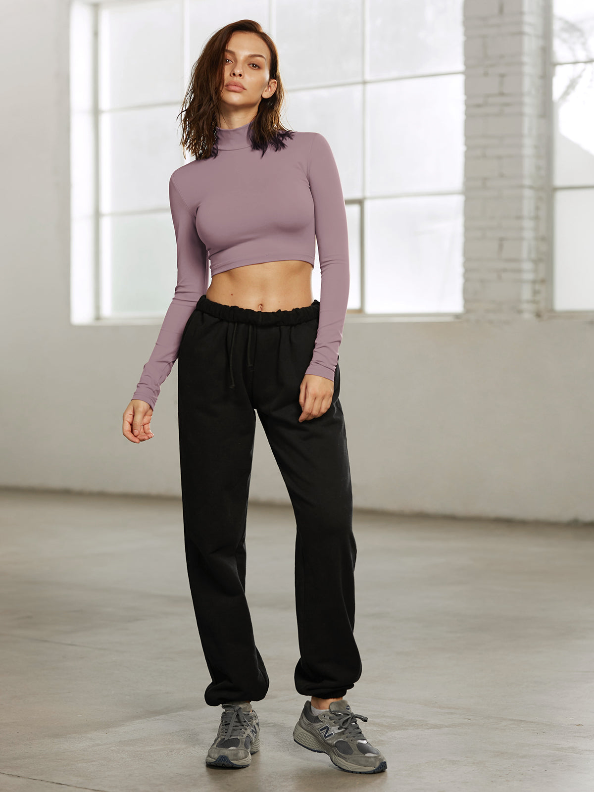 Mauve High Neck Performance Longe Sleeve Top