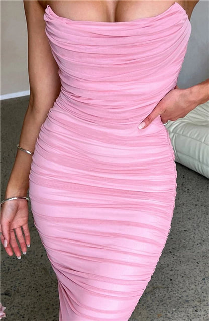 Mesh Bodycon Strapless Dress