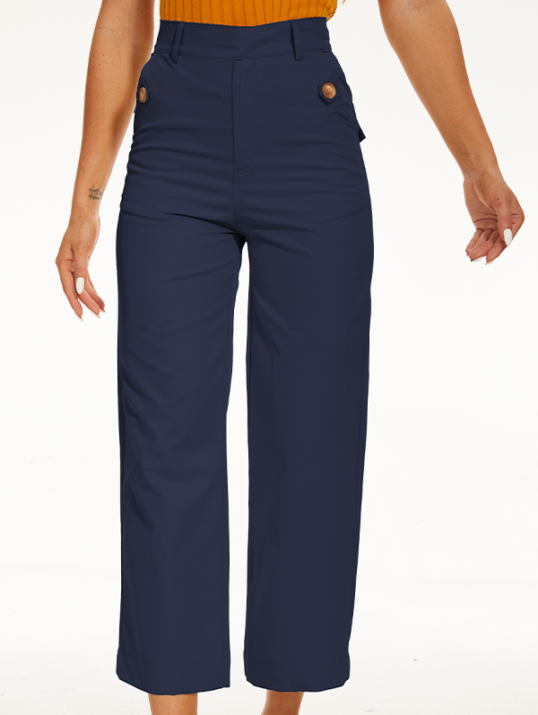 Stretch Twill Cropped Wide Leg Pant